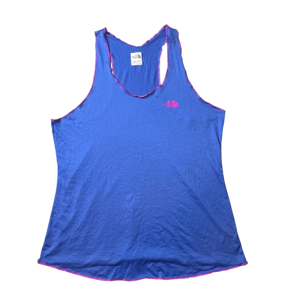 The North Face Tank Top Womens XL Blue Pink Racerback Activewear Hiking Logo